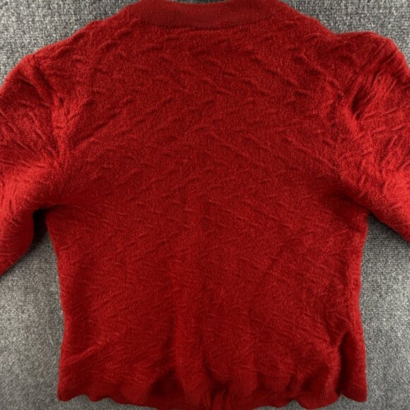 COOGI Women Pure New Wool Cardigan Sweater Red Buttons Pockets Knit Soft ~med - Picture 16 of 16